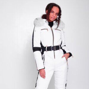 Womens white snowsuit ski suit one piece Size XS/Small